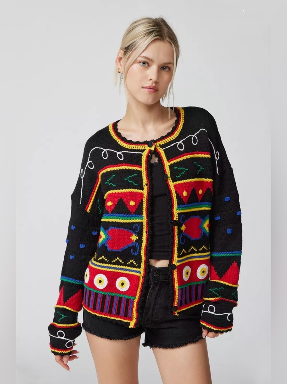 Lisa Says Gah‎ Mutma Sweater Colorful 80s 90s Style Cardigan Teacher Cottagecore